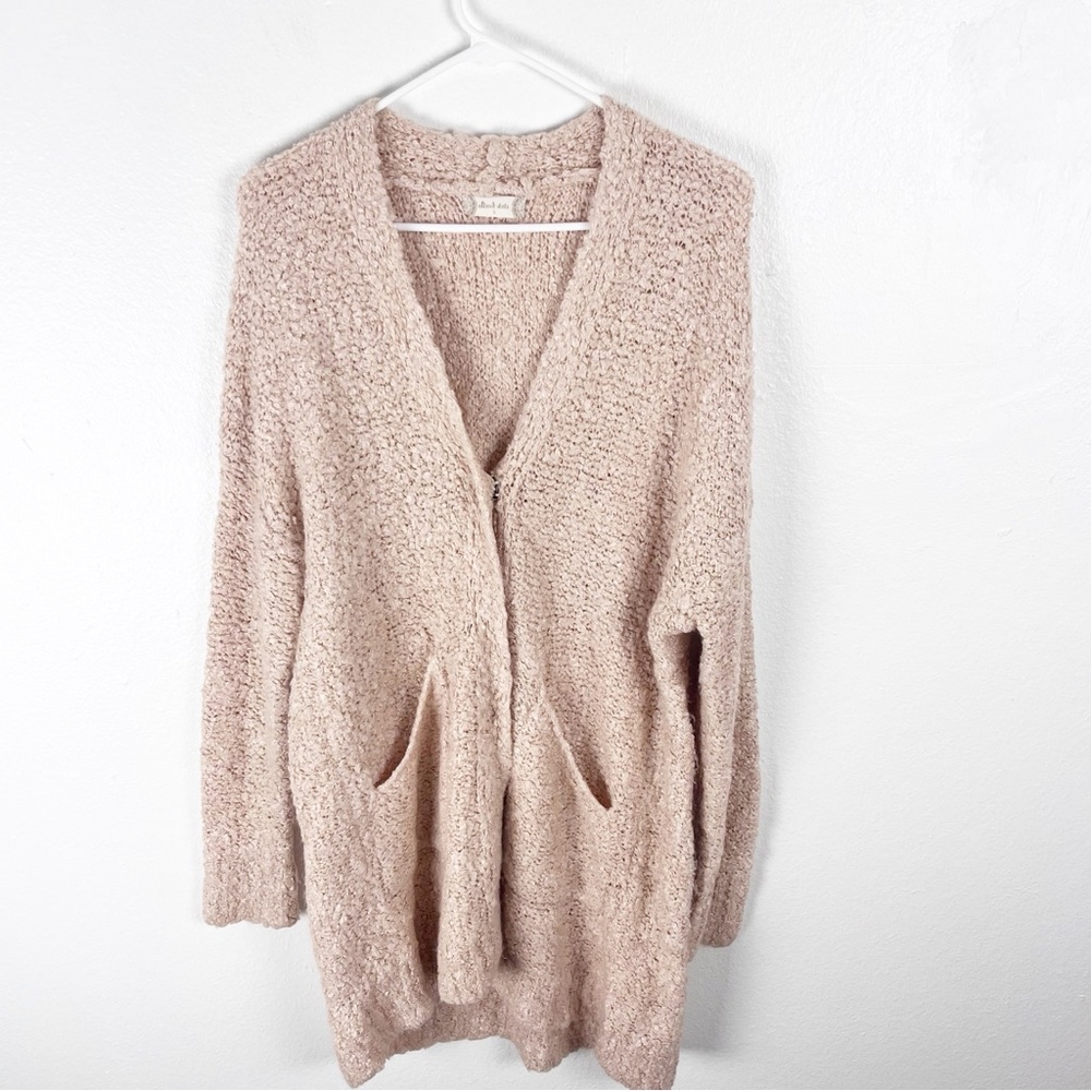 ALTAR’D STATE Peach Long Sleeves Drop Shoulder Fuzzy Button Cardigan Size Small